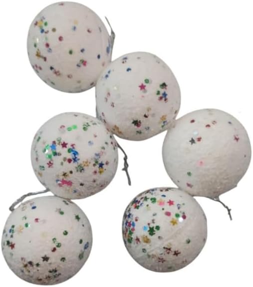 Alternative view of 6 Adet Lüx Set Ağacı Süslemeleri Topları Topu Yılbaşı Süsleri 6 cm Yeşil Yılbaşı Ağacı Süsü Beyaz