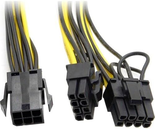 PX-4302 6 Pin to 2x8 Pin PSU Ekran Kartı Güç Çevirici Kablo, PCI-E 6 Pin Dişi to 2 Adet 6+2 Pin Erkek GPU Power Splitter, 18AWG Bakır Mining Ekran Kartı Güç Kablosu, 20 cm - Görsel 2