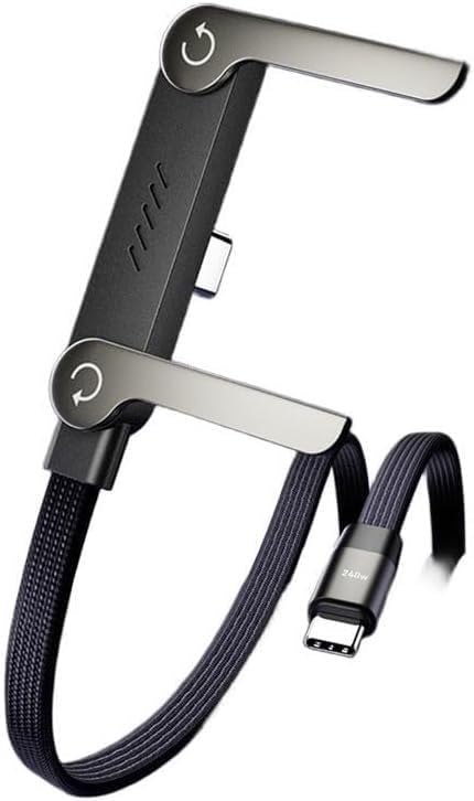 Alternative view of Type-C to Type-C,Katlanabilir,Standlı Ergonomik Tasarımlı 1.5m Örgülü Hızlı Şarj ve Data Kablosu Siyah