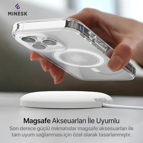 iPhone 13 ve 14 için Magsafe ile Uyumlu Şeffaf Kılıf Kristal Berraklığında Materyal Polikarbonat Arka Kısım ve Silikon Kenarlar Wireless Kablosuz Şarj Destekli Kılıf Kapak (13-14) - Görsel 3