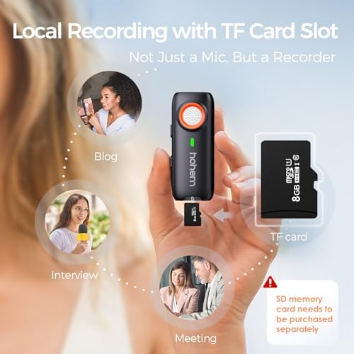 hohem Mic-01 Kablosuz Yaka Mikrofonu, Anında Eşleştirme, DSP Gürültü Engelleme, 20 Saat Pil Ömrü, PC Android Kamera Gimbal için Mini Mikrofon, Video Kaydı/Röportaj, 2 TX+1 RX+Şarj Kutusu - Görsel 3