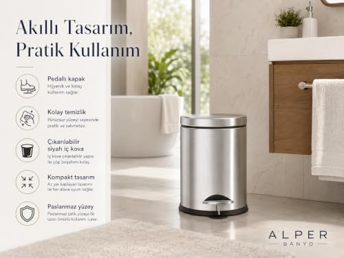 Alternative view of Krom 5 Lt Micro Pedallı Çöp Kovası