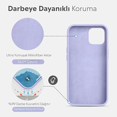 Alternative view of iPhone Kılıf İnce Sıvı Silikon 3 Katmanlı Tam Kaplamalı Yumuşak Jel Kauçuk Kılıf Kapak (Koyu Lila, iPhone 11)