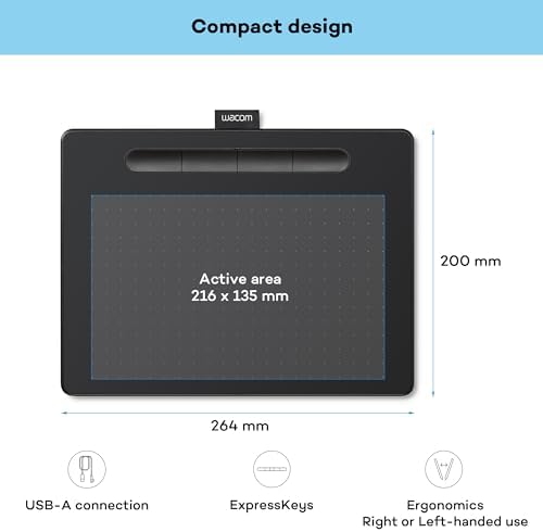Alternative view of Wacom Intuos Medium çizim tableti, çizim ve fotoğraf düzenleme için tablet, basınca duyarlı kalemli, siyah, ev ofis ve e-öğrenme için ideal