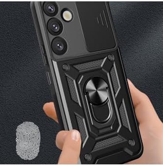 - Galaxy A17 ile uyumlu 5g Kılıf Kamera Korumalı Sürgülü Yüzüklü Armor Zırh Kapak + 9H Ekran Koruyucu - lacivert