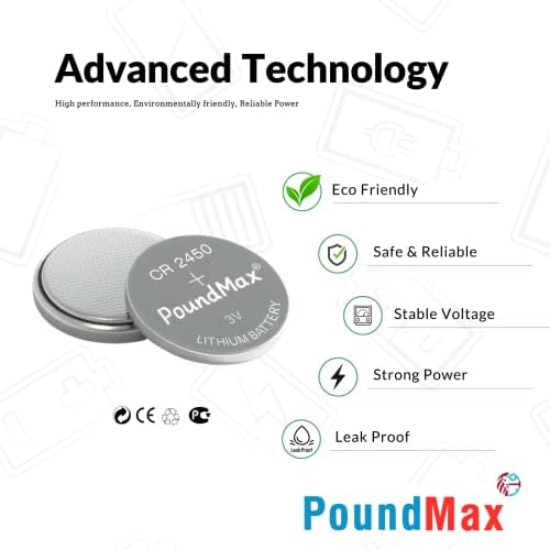5 Adet 2450 CR2450 DL2450 DL2450 ECR2450 KCR2450 3V PoundMax Lityum Düğme Piller, Düğme Pil, Çocuklara Dayanıklı Ambalaj, Akıllı Ev Cihazları, Küçük Elektronik Ev Aletleri, Araba Anahtarları ve Diğer - Görsel 3
