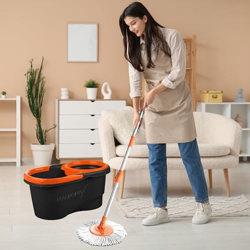 Focus Black Otomatik Temizlik Seti, Pedalsız Döner Sıkmalı 360 Başlıklı Mikrofiber Paspas