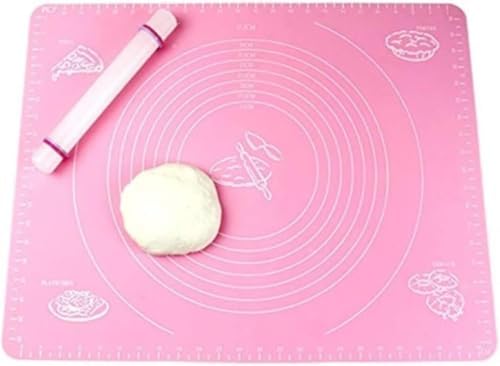 Büyük Boy Silikon Hamur Açma Matı 65x45 cm (Pembe) - Görsel 3