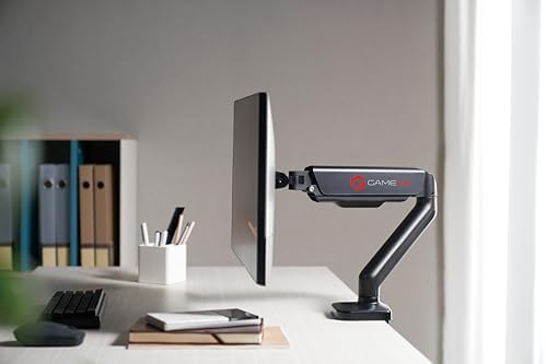 Alternative view of GAMEON GO-5336 Single Monitor Arm, Gas Spring-Assisted Adjustable Stand, Fits 43 to 81 cm Screens, 9 KG Load, Free-Tilt Design with Cable Management and Keyhole Mounting System - Black