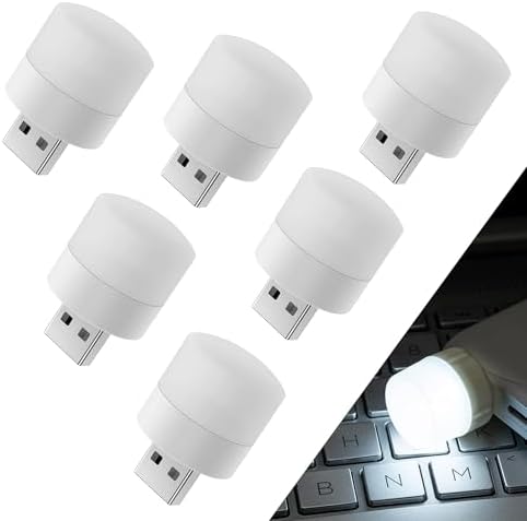Xspring USB Işığı, 6 Adet Mini USB LED Gece Lambası, RGB Taşınabilir Ortam Aydınlatması, Yatak Odası, Koridor, Kamp, Okuma ve Uyku İçin (Beyaz Işık) - Görsel 3
