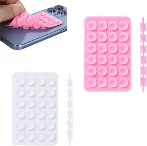 Vakumlu Silikon Telefon Tutucu, Telefon Vantuz, Telefon Ayna Tutucu, Duş, Tiktik video çekim tutucu (Toz Pembe, Çift Taraflı Vakum) - Görsel 3