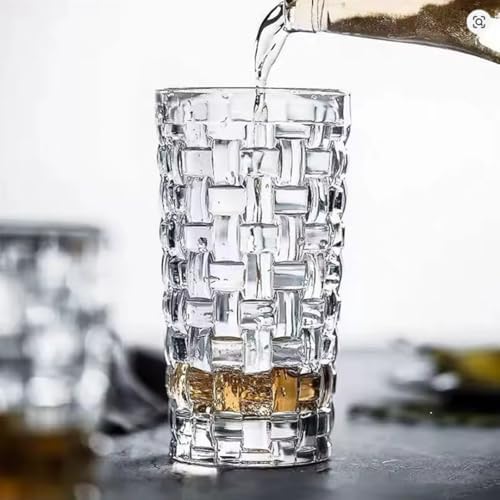Alternative view of 400ml,kabartma Dokuma Desenli 62'lı SetUzun Cam Bardak,Sıcak ve Soğuk Kokteyller,Buzlu İçececekler için Kibar Şık Ergonomik Tasarım Borosilikat Cam