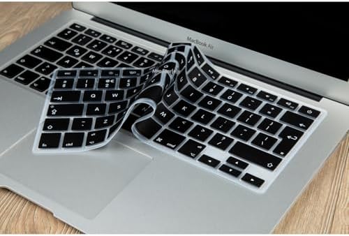 MacBook Klavye Koruyucu UK ISO Ters L Enter – Air 13 A1369/A1466 & Pro A1278/A1425/A1502/A1286/A1398 Uyumlu – Avrupa İngilizce İnce Silikon Siyah - Görsel 2