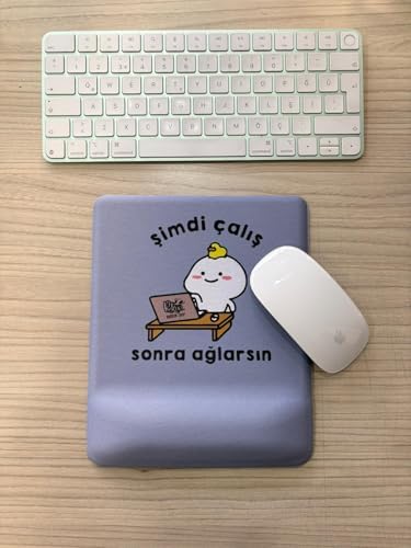 Alternative view of Şimdi Çalış Sonra Ağlarsın Baskılı Bilek Destekli KARE Mouse Pad (mavi)