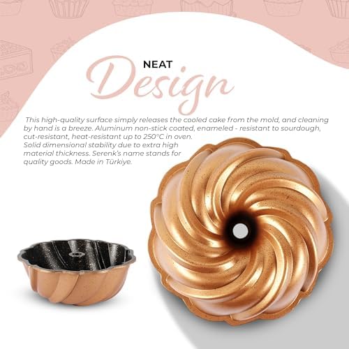 Serenk Fun ing Rüzgar Gülü Alüminyum Döküm Granit Kaplama Kek Kalıbı 24 cm Sarı - Görsel 3