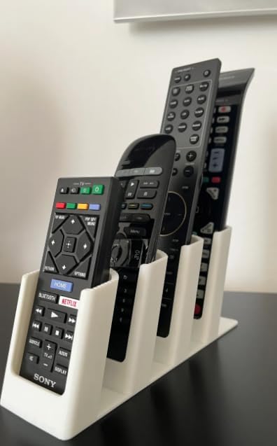 Kumanda Tutucu Stand – 4'lü TV Uzaktan Kumanda Organizer | Sehpa, TV Ünitesi için Masaüstü Düzenleyici | Beyaz
