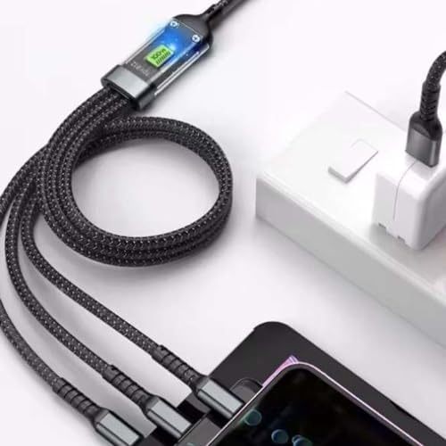 M.AJ 3'ü 1 arada USB Kablosu Hızlı Şarj, Şeffaf Aydınlık 100w Süper Hızlı Şarj Kablosu, Dayanıklı Naylon örgü, Tip-C, iPhone ve Android Cihazlar için Şarj Çözümü - Görsel 3
