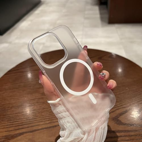 iPhone 16 Pro Max Kılıf MagSafe Uyumlu Mat Frost Hibrit PC Arka Yüzey TPU Çerçeve Darbe ve Kamera Koruma Şeffaf - Görsel 3