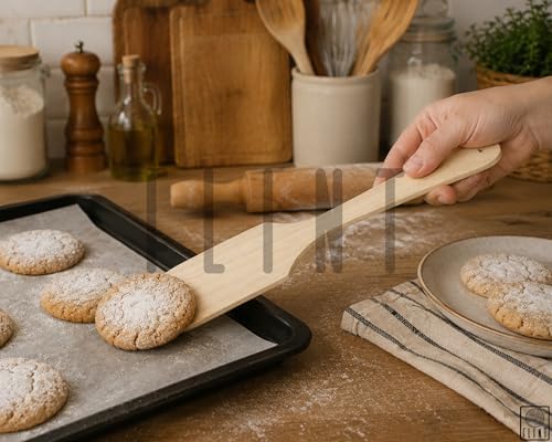 Gürgen ağacı el yapımı tahta ahşap spatula mutfak yemek servis kaşığı çevirgeç 37 cm