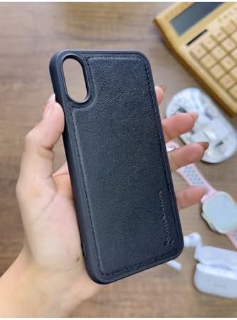 Premium Deri Dokulu Darbelere Karşı Dayanıklı Nazal Silikon Kılıf Siyah İPhone XR ile uyumlu - Görsel 2