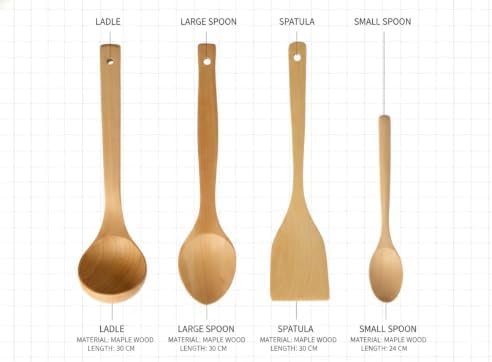Doğal Akçaağaç 4 Parça Mutfak Seti – Premium Ahşap Kaşık, Spatula ve Servis Kepçesi – Sağlıklı ve Ergonomik Mutfak Gereçleri - Görsel 3