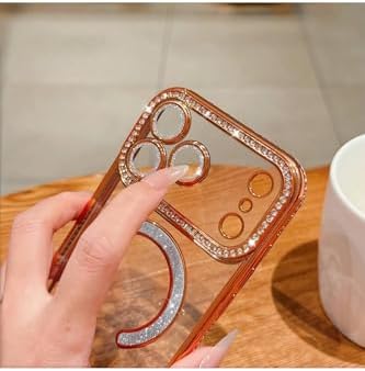 - iPhone 17 Pro Max ile uyumlu Kılıf Simli Taşlı Lens Korumalı Arkası Şeffaf Kenarı Renkli Parlak Magsafe ile uyumlu Kapak