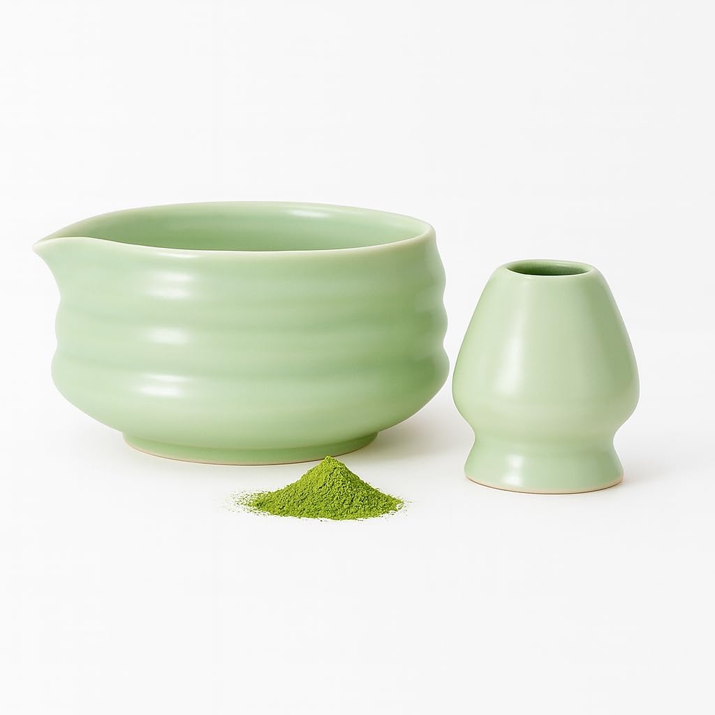 Seramik Chawan Matcha Çayı Köpürtme Kasesi ve Whisk Matcha Tutucu mt216 - Görsel 3
