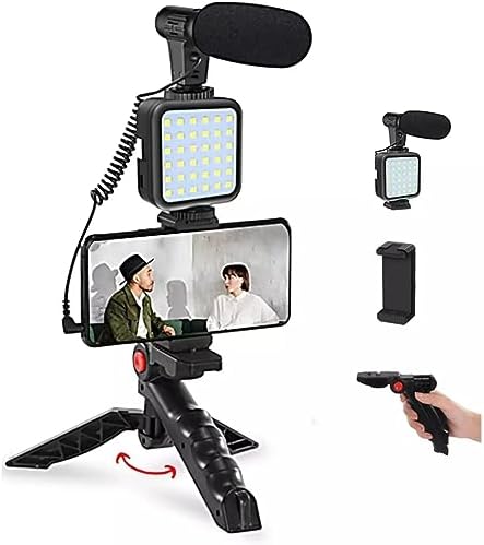 Tripod, Selfie, Video Üretimi için Kit, Stand, Uzaktan Kumandalı Mikrofon Led Işık ve Mini Tripod Telefon Vlog Video Kayıt için aradığınız herşey bu kutuda AY-49 - Görsel 3