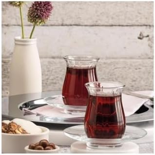 Çay Bardağı 6 Lı 145 cc Tombul İnce Ağızlı Çay Keyfi Bardağı Çizgili Cam Bardak - Görsel 2