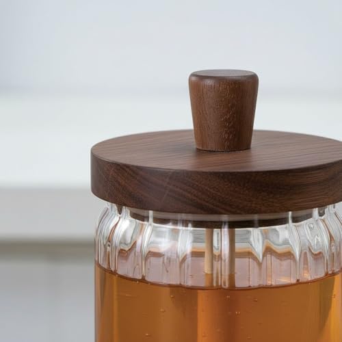 450 ml Akasya Ahşap Kapaklı ve Kaşıklı Cam Bal Kavanozu - Vakumlu Kahvaltılık Bal, Reçel ve Pekmez Saklama Kabı - Sofralar İçin Doğal Cam Sunumluk - Görsel 3