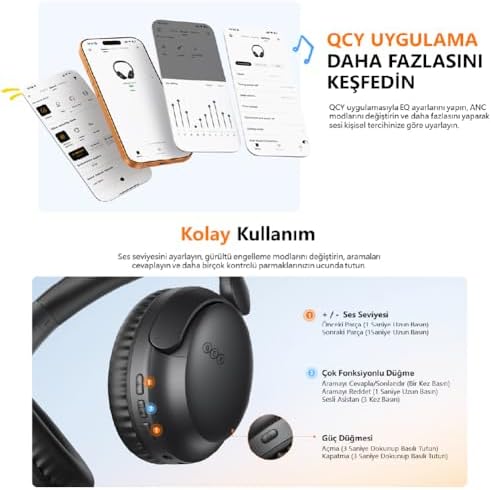 Alternative view of H2s Lite 6.0 Bluetooth Kulaklık ENC Net Çağrı - Çift Cihaz 40 mm Dinamik Sürücü - 60 Saat Dinle (Beyaz)