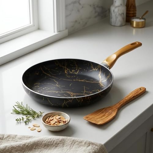 Desert Maxi Tava Siyah Gold Desenli Şık Tasarımlı Geniş Pişirme Tavası 26 Cm - 28 Cm Ölçü Seçenekleri (26 CM) - Görsel 3