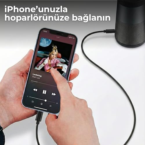 Hadron Lightning to 3.5mm Aux Ses Kablosu, 1 Metre, Apple iOS Uyumlu Dönüştürücü (Siyah) - Görsel 3