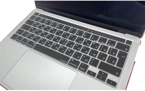 MacBook Pro Rusça Klavye Koruyucu UK ISO Ters L Enter A2338 M1 M2 A2251 A2289 A2141 Uyumlu Silikon Keyboard Cover Touch Bar Siyah