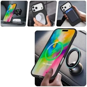 iPhone 17 Pro Max ile uyumlu Kılıf MagSafe ile uyumlu MP-Regal Katlanabilir Standlı El parmak geçmeli Kablosuz Şarj Destekli Siyah - Görsel 3