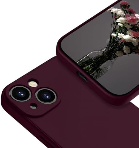 iPhone 13 ile uyumlu Kadife Astarlı Bordo Mat Silikon Kılıf – Kamera Korumalı, Şok Emici - Görsel 3
