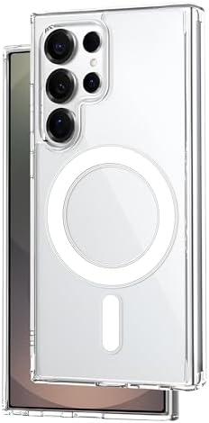 Galaxy S25 Ultra için MagSafe ile Uyumlu Şok Emici Silikon Kenar Sararma Önleyici Arkası Sert Parmak İzi Tutmayan Darbeye Dayanıklı Manyetik Şeffaf Kılıf - Görsel 3