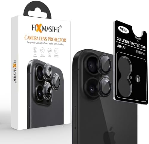 Fixmaster iphone 16-16 Plus Uyumlu (SİYAH) Kamera Lens Koruyucu, Kolay Kurulum, Alüminyum Alaşımlı Çerçeve, Darbelere ve Çizilmelere Karşı Yüksek Dayanıklı Temperli Cam - Görsel 2