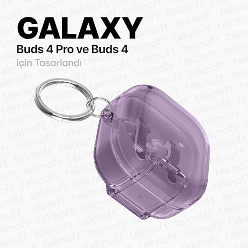 Alternative view of Galaxy Buds 4 Pro ve Buds 4 ile Uyumlu Renkli Şeffaf Yumuşak Dokulu Darbelere Dayanıklı Silikon Kılıf (Mor, Galaxy Buds 4 Pro/4)