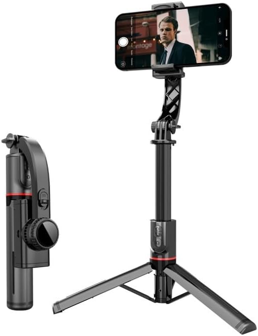 Gimbal Stabilizer Selfie Stick Tripod – 2’si 1 Arada Kablosuz Bluetooth Uzaktan Kumandalı, 700mm Ayarlanabilir Yükseklik, iOS & Android Uyumlu, Titreşim Önleyici Telefon Tripodu | L19 - Görsel 3