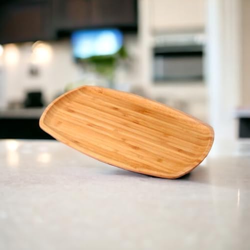 Bambu Lüx Bambu Kayık Sunum Tabağı Servis Tabak 30x18cm Sunum Tabağı, Dikdörtgen Sunum Tabağı - Görsel 3