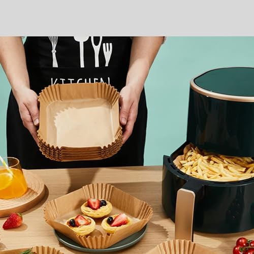 Alternative view of Airfryer Pişirme Kağıdı,Xl-Xxl Büyük Boy, Kare, 100 Adet Hava Fritöz Parşömen Fırın Kağıdı Tek Kullanımlık Kağıt Fırın Fritöz Pişirme Kızartma Tavası Için Uygun 20CM