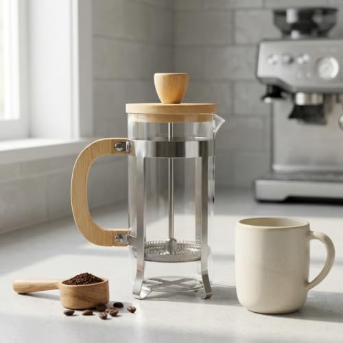 Alternative view of 350 ml French Press Kahve ve Bitki Çayı Demliği - Paslanmaz Çelik İç Yapı, Akasya veya Bambu Ahşap Detay Seçenekleriyle Lüks Borosilikat Cam Tasarım (BAMBU KULP)