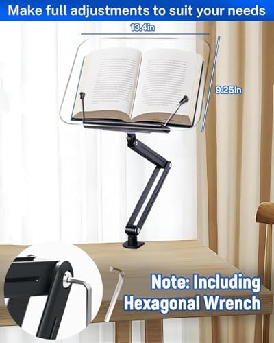 Alternative view of Ayarlanabilir Masa Kenarı Kitap ve Tablet Standı – 360° Dönebilen, 87.5cm Yükseklik Ayarlı, Kelepçeli Metal Kol, Şeffaf Akrilik Panel, Kitap Okuma, Tablet, iPad ile Uyumlu | P87