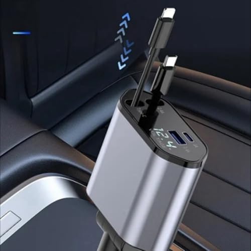 Araç Çekilebilir Araç Şarj Cihazı 2 USB Bağlantı Noktası Desteği 120W Süper Hızlı Şarj Flaş Şarj 4'ü 1 Arada Çakmak, A - Görsel 3