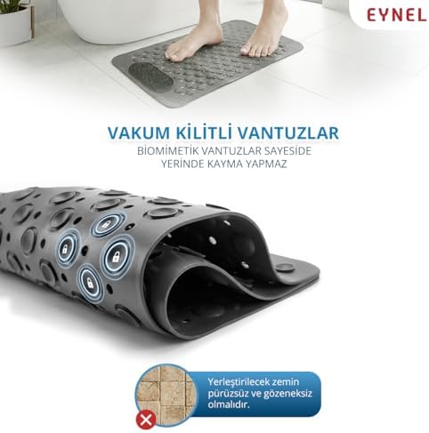 Alternative view of Vantuzlu Banyo ve Duş Kaydırmazı Duşa Kabin Küvet İçi Vantuzlu Banyo Duş Paspası (35x69 cm) (Gri)
