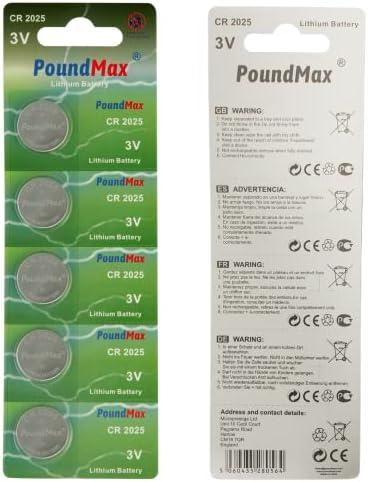 Alternative view of PoundMax 5 x CR2025 lityum düğme pil, 3 V pil, sızdırmaz, cıva içermez, uzun ömürlü – Elektronik küçük cihazlar, araba anahtarları, uzaktan kumandalar, tıbbi ve akıllı ev cihazları için