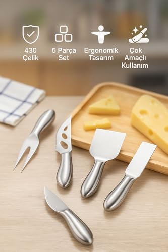 Çelik 5 Parça Silver Peynir Bıçağı Seti Peynir Dilimleyici cin621by