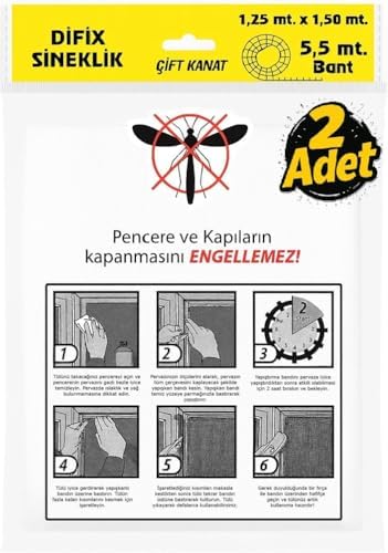 Alternative view of Çift Kanat Pratik Sineklik, 1,25  m x 1.5 m Tül, Kapı & Pencere Uyumlu, 5,5 m Yapıştırma Bantlı (2 Adet)