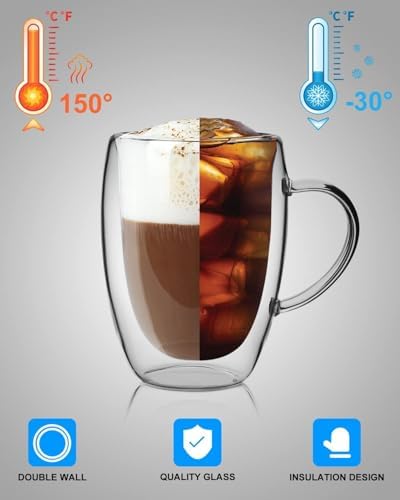 350ml çift katmanlı Kulplu cam bardak - Görsel 2